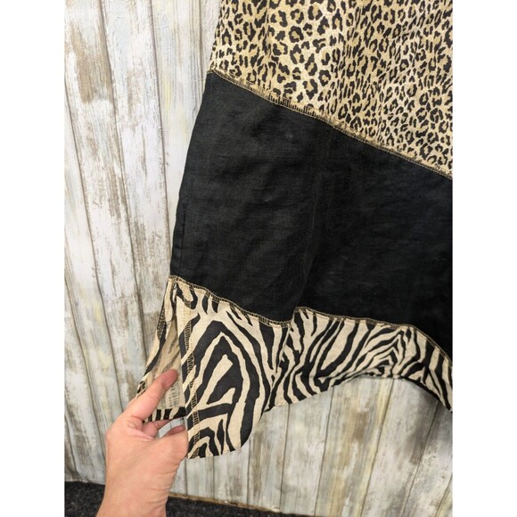 Vintage Earth Song Linen Patch Jumper Maxi Tank Dress Animal Print Size 14 - Picture 4 of 9